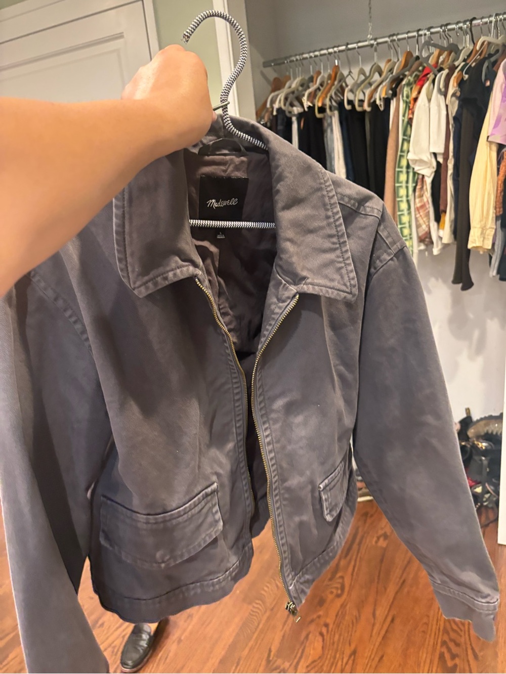 Madewell Slate Gray Bomber Jacket with Zip